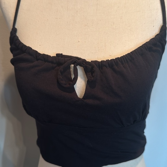 Cotton on Black Spaghetti Cami Strap Crop Top NWT S - Picture 8 of 12